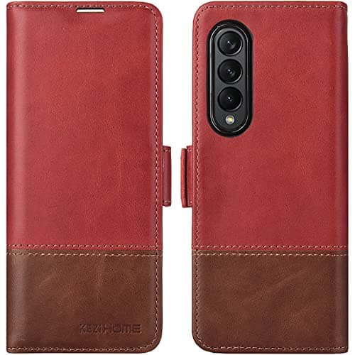 KEZiHOME Genuine Leather Wallet Case for Samsung Galaxy Z Fold 3