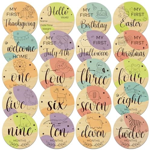 10 Pack Baby Monthly Milestone Cards Sign Double Sided Monthly Milestone Signs for Newborn Photography Prop Hello World Birth Announcement & Growth Keepsake Gift (Earth Tone)