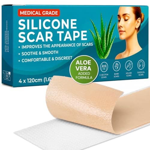 Scar Tape for Scar Treatment, Scar Patches, Silicone Scar Sheets Scar Patches for Surgical Scars, C Section Scar Silicone Strips, Silicone Tape Medical Grade Aloe Vera Scar Tape, for Face and Body