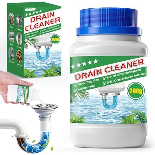 MOSAMNI Drain Clog Remover, 268g Solid Pipe Cleaner Particle, Fast Acting Drain Cleaner for Kitchen Sinks, Bathtubs & Showers