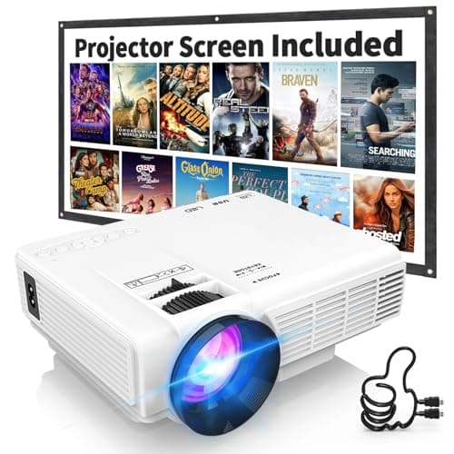 PANSEBA 1080P Mini Projector with Screen, Portable Home Theater Movie Projector with Two-Way Bluetooth, HDMI/USB Input for Smartphone/TV Stick, Ideal for Indoor & Outdoor Use