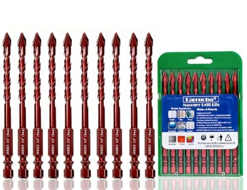 Larouoba 10pc 1/4” Red Masonry Drill bits, 6mm Eccentric Drill Bit Concrete Drill Bit for Glass,Brick,Plastic,Cement,Wood,Ceramic,Metal,Marble.