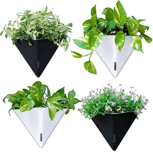 LaLaGreen Wall Planters for Indoor Plants (12in, 4 Pack) Self Watering Pots