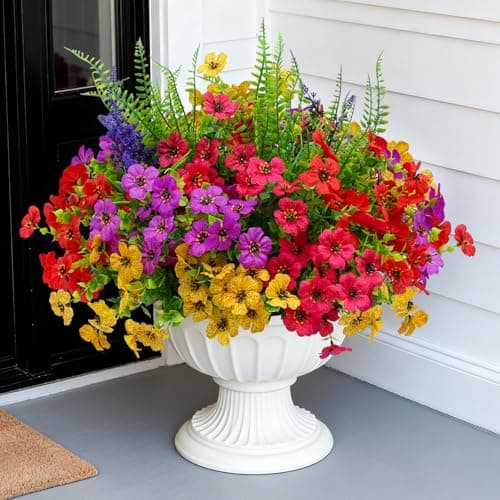 Flortevera Artificial Daisy Fake Flowers Plants for Outdoor, 16 PCS