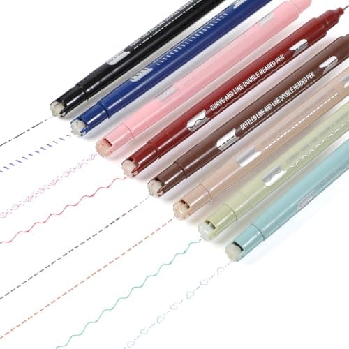 Hpmjz 8Pcs Colored Curve Highlighter Pen Set, 8 Different Shapes & 8 Colors Dual Fine Tip Bible Highlighter Markers Cool Pens for Journal Planner Scrapbook Art Office Supplies