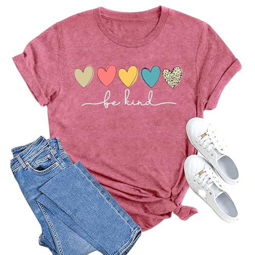 Be Kind Shirt for Women Tie Dye Rainbow T Shirt Funny Inspirational Teacher Tees Tops Blessed Short Sleeve