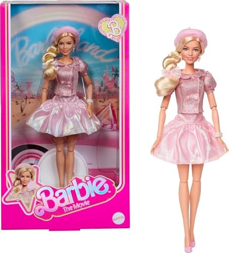 Barbie The Movie Doll, Margot Robbie as, Collectible Wearing Pink Blouse & Skirt Tutu Outfit, with Styled Hair & Matching Jewelry
