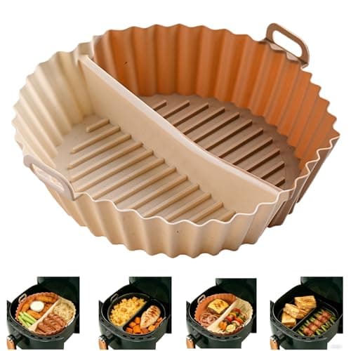 Foldable Air Fryer Silicone Liners for COSORI/Instant Pot/Chefman/Ninja/Dash/Bella/GoWise/COSMO Air Fryer 3QT 4QT 5QT 6QT, Reusable Silicone Basket Pot Baking Tray AirFryer Accessories