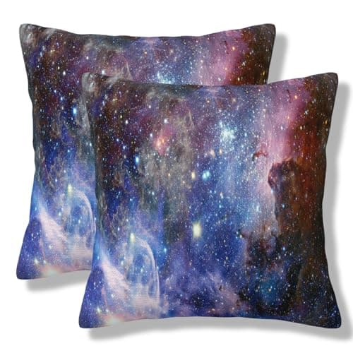 ZYLITHO Starry Sky Galaxy Theme Throw Pillow Covers Stars Outer Space Square Pillow Cases 20x20 Inch Set of 2 Universe Clouds Pillowcase Decorative Cushion Cover for Home Bedroom Couch Sofa