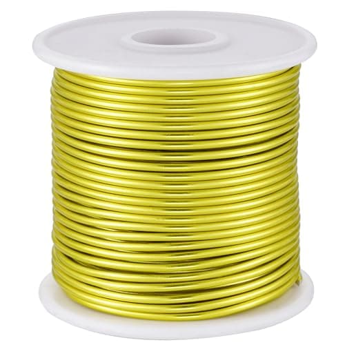 OZXCHIXU 12 Gauge Yellow Green Aluminum Craft Wire (105FT) - Anodized for Jewelry Making, Beading Floral, Plant Gardening, Sculpting & Modeling Craft Wire (Yellow Green #7, 2mm)