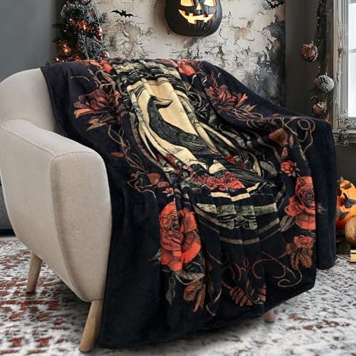 Roszwtit Halloween Goth Throw Blanket 50x60 Inch for Home Decor Gifts