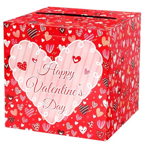 Lemicin Large Card Box Valentine's Day Red Love Boxes Envelope Box with Slot for Kids Valentine's Day Birthday Gift for School Classroom Exchange Present Party Favors Decor Supplies (8 x8 x8 in)