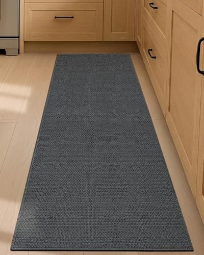 Color&Geometry Small Kitchen Rugs and Mats Non Slip Washable, Absorbent Easy Clean Narrow Kitchen Floor Mats with Rubber Backing for in Front of Sink, Laundry Room,17"X70",Grey