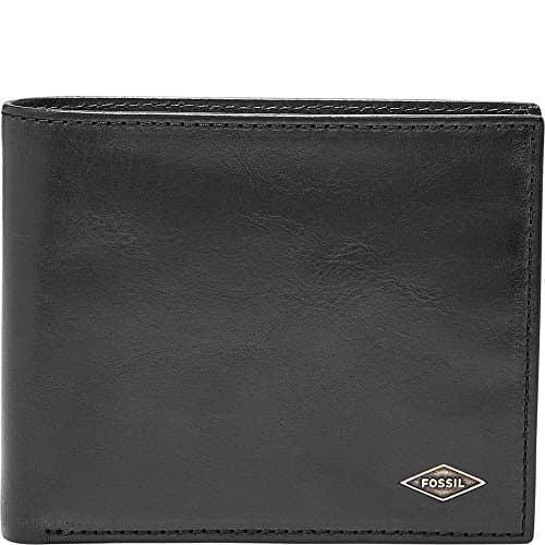 Fossil Men's Ryan Leather RFID-Blocking Bifold with Coin Pocket Wallet, Black, (Model: ML3736001)