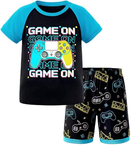 HONGTEYA Toddler Boys Clothes Kids Cotton Clothes Fun Cool Summer Short Wear in Night Size 2-7T (1pcs Game Console, 7 Years)