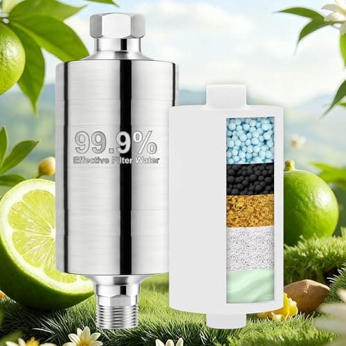 Keycozy Vitamin C Larger Premium Metal Shower Filter, 304 stainless steel material, Clean Soft Water, Remove 99% Chlorine, Improve Your Skin, Easy to Install, KMF00D (Citrus)