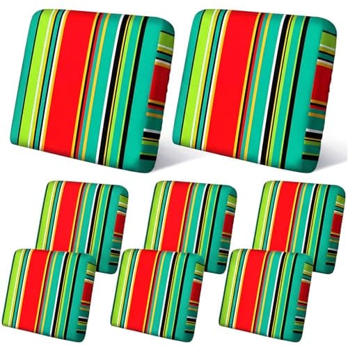 Geyoga 8 Pcs Outdoor Cushion Covers, Green, 20-27 Inches, Stripes