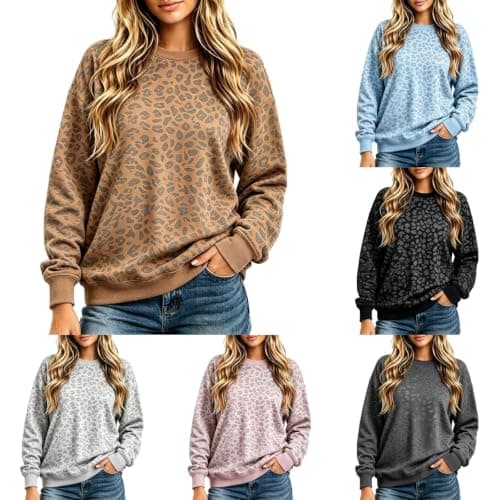 Cxquxse Leopard Sweatshirts For Womeny2K Fall Crew Neck Pullover Sweatshirt