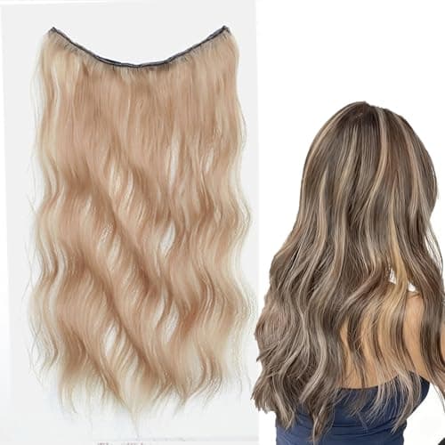 ZWENJIE Human Hair Wig Green Wigs BB Clip In Curly Hair Extensions 20 Inch Wavy Heat Resistant Synthetic Glueless Wigs for Women 1 PCS