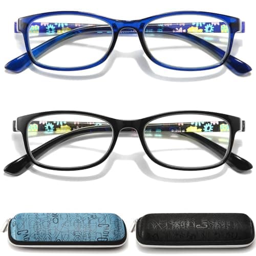 RaoOG Reading Glasses for Women 1.0 Blue Light Blocking Computer Readers, Flexible Eyeglasses Anti Eyestrain/Glare/UV(2 Pack/Case)