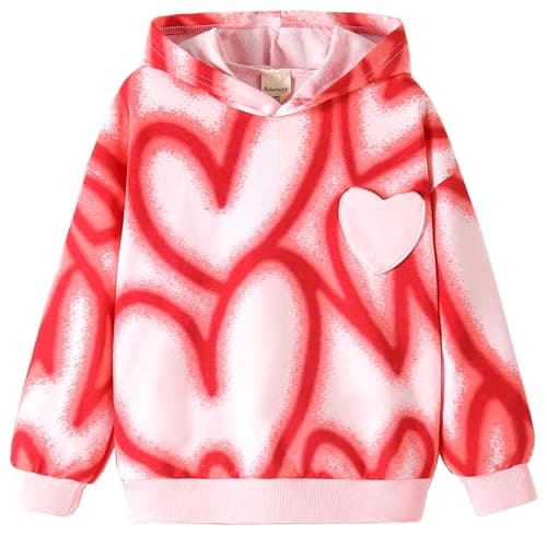 Julerwoo Toddler Girls Pink Sweatshirt Hoodie love heart Printed Pullover Top (3T, Love heart)