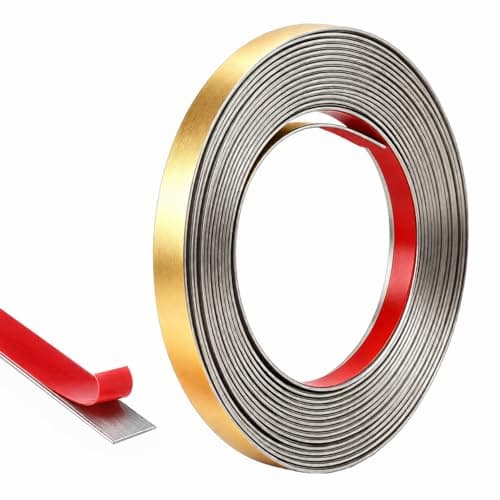Lanjiesh Brushed Gold Decor Trim, 196.8"L x 0.4"W Peel and Stick Self-Adhesive Strip for Home DIY, Mirror, Wall, Fireplace and Furniture