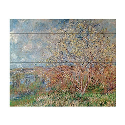 Trademark Fine Art ' Spring 1880 ' Wood Slat by Claude Monet 18x22