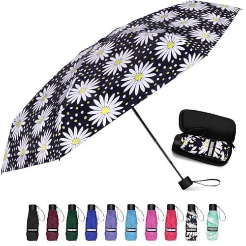 Yoobure Small Mini Umbrella with Case Light Compact Design Perfect for Travel Lightweight Portable Parasol Outdoor Sun&Rain Umbrellas