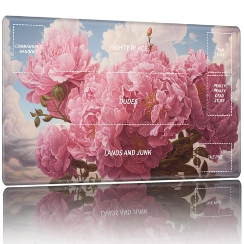 Playmat for MTG,Card Playmat Stitched with Zones for MTG Card Game Playing, TCG and Board Game Mat for Cards,Mousepad Desk Mats,Game Mat 27.5 x 15.74 inches-Pink Peonies