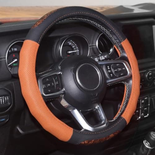 PTATION Nappa Premium Leather Steering Wheel Cover 15 inches, Elegant