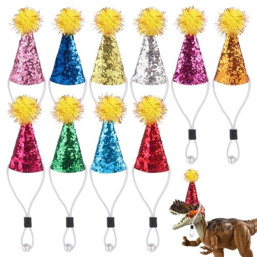 Legrape 10pcs Mini Party Hats for Stuffed Animals Dog Cat Birthday Party Hat Rabbit Dinosaur Toy Animals Hat Pet Grooming Costume Accessories
