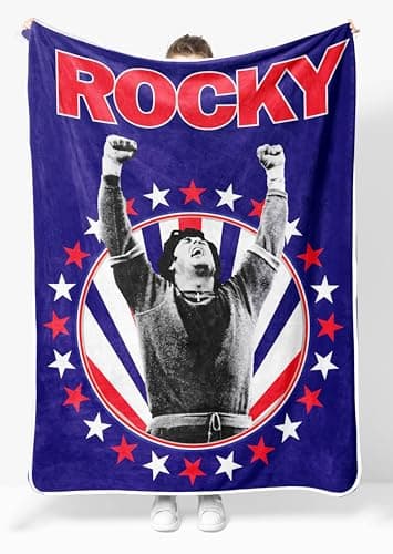 Jay Franco Plush Throw Blanket – Soft & Cozy Fleece Throw for Bedroom & Couch Décor, Official Licensed Product, Blue - Rocky & Creed, 46x60 - Throw Blanket