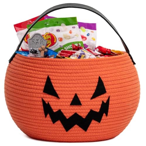 Goodpick Pumpkin Basket for Halloween, Trick or Treat Bucket, Orange