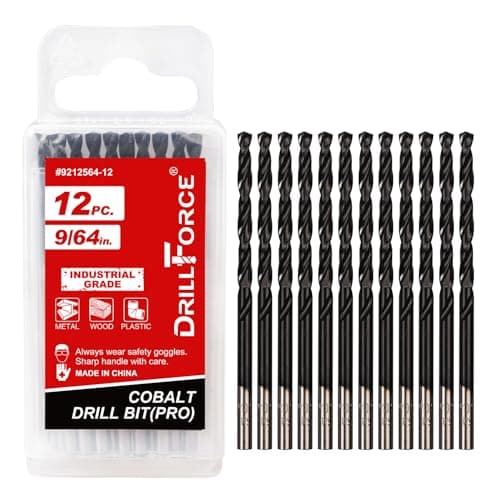 VALYRIANTOOL 12PCS 9/64" Cobalt Drill Bits Set (Pro), Industrial Grade M35 Titanium Aluminum Nitride, for Hardened Metal, Stainless Steel