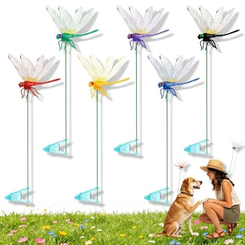 6 Pack Fake Dragonfly Clips, 3D Artificial Outdoor Garden Decor