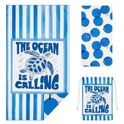 BEAQLIO Microfiber Beach Towel W/Bag, 71 * 36'' Compact, Lightweight