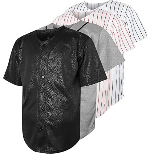 Blank Baseball Button Down Jersey Plain Short Sleeve Hipster Hip Hop T Shirts Jersey (Medium, Black-sn)