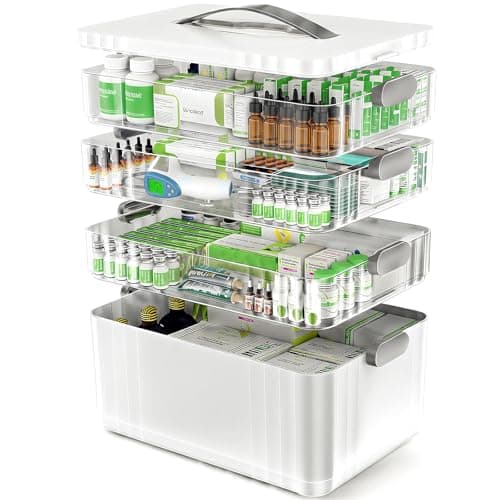 ARSTPEOE 4-Tier Medicine Organizer - Portable Medicine Cabinet with Handle