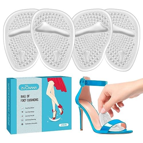ZUCNANA Ball of Foot Cushions, Gel Shoe Inserts Heel Inserts Women 2 Pairs