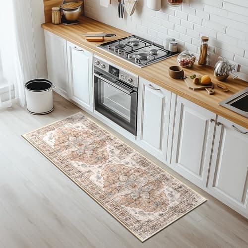 BESTSWEETIE Washable Boho 2x6 Runner Rug for Living Room, Orange Brown