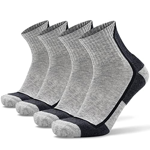 Socks Daze Quarter Merino Wool Running Hiking Socks,Large,4 Pack Light Grey