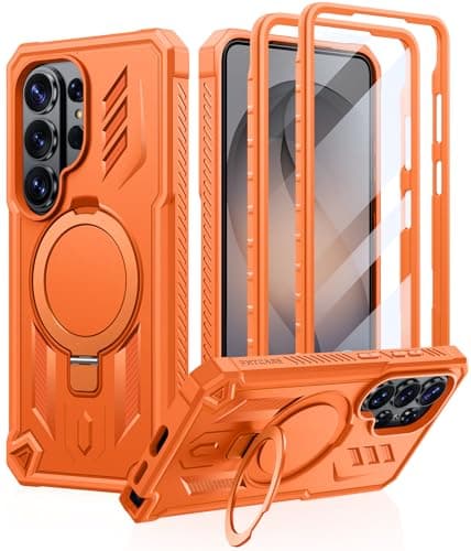 FNTCASE for Samsung Galaxy S26 Ultra Case with Magnetic Kickstand Orange