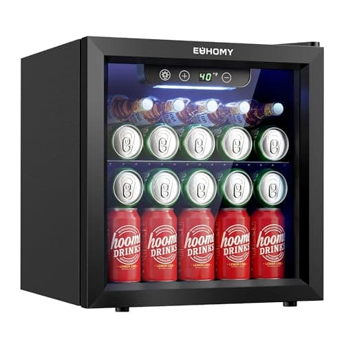EUHOMY 48 Can Mini Fridge, 1.3 Cu.ft Beverage Refrigerator with Glass Door