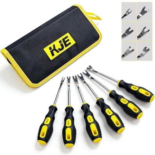 KJE 6-Piece Auto Trim Removal Tool Set with Soft Grip Handles | Car Trim Removal Tool Kit for Interior Panel and Clip Fastener Removal with Storage Bag