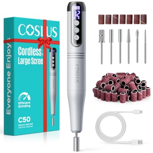 COSLUS C50 Portable Cordless Electric Nail Drill, 12 Speeds & LED Display