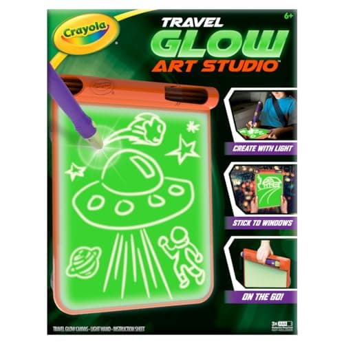 Crayola Travel Glow Art Studio, Glow in The Dark Toys, Kids Gifts for Girls and Boys, Ages 6, 7, 8, 9