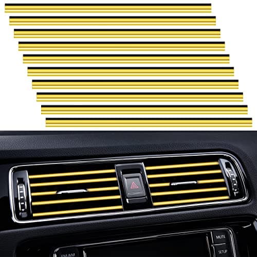 PYHLVCLF 20 Pieces Universal Car Air Conditioner Vent Trim Decoration Strip Accessories, Waterproof Flexible Shiny Auto Car Interior Accessories for All Air Vent Outlet