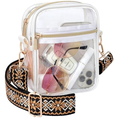 PACKISM Clear Purse for Stadium Events - Clear Crossbody Bag, Brown Rhombus