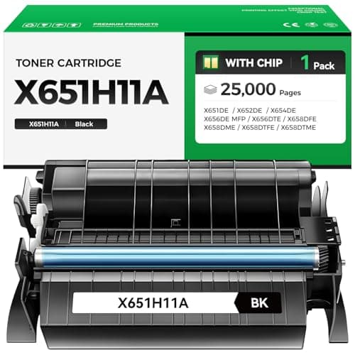 X651H11A Black Toner Cartridge with Chip High Yield 1-Pack Replacement for Lexmark X651H11A Toner Compatible with Lexmark X651DE X652DE X654DE X656DE X656DTE X658DFE X658DME X658DTFE X658DTME Printer