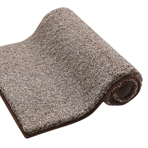 CozeCube Melange Brown Shaggy Bath Mat 24"x16" Non Slip Washable Rug